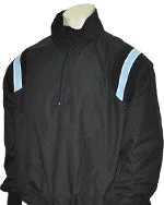 Smitty Apparel Umpire Jacket - LS Pullover - Black W/ White/Powder Blue Insert Baseball Jackets