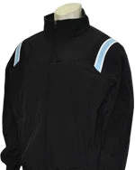 Smitty Apparel Baseball Jackets Major League Style Thermal Fleece Jacket - Black W/ White/Powder Blue Trim