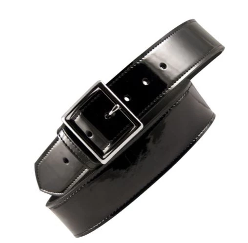 Baseball Pants 1 3/4" Patent Leather Belt Silver Buckle-by Boston Leather