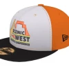 Out West Officials Gear & Apparel SWAC Custom Hats - White/Orange Panel Baseball Hats