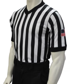 Smitty Apparel Men's V-Neck Basketball Shirt - 1" Stripes W/ Side Panel